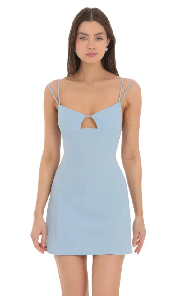 Cutout Bodycon Dress Light Blue Women LUCY IN THE SKY Mini Dresses
