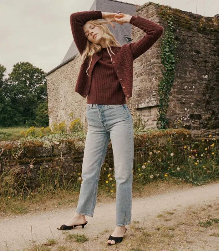 DEN Knitwear Women Dana Cable Cashmere Cardigan Dark Garnet DEN Knitwear Women Dana Cable Cashmere Cardigan Dark Garnet