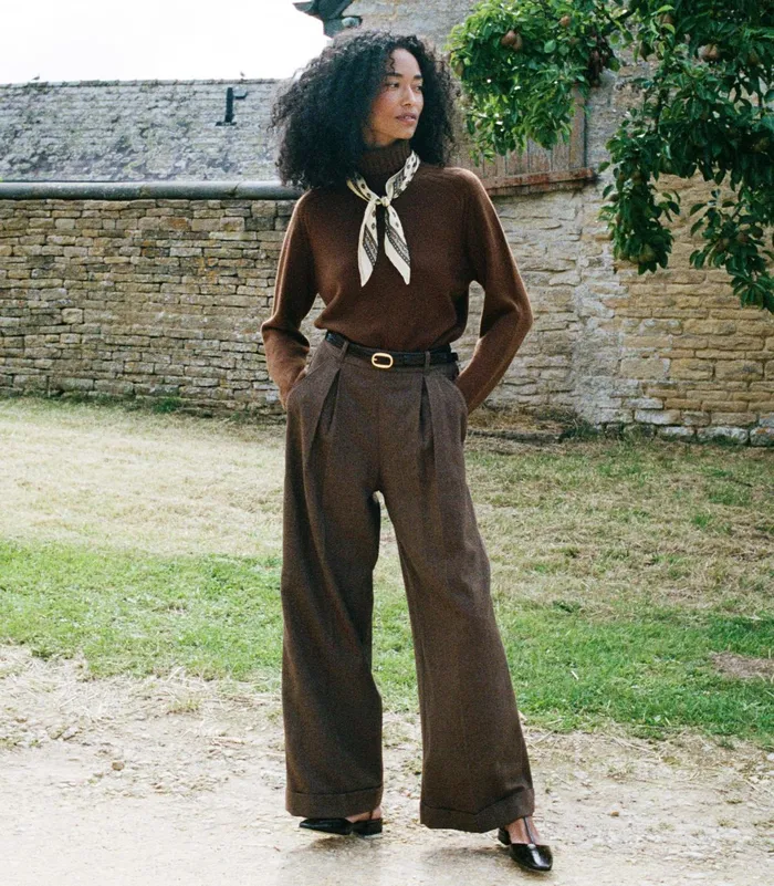 DEN Pants and Shorts Women Lawrence Pant Brown Herringbone