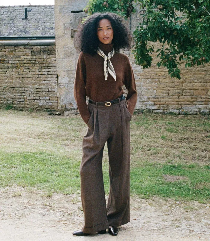 DEN Pants and Shorts Women Lawrence Pant Brown Herringbone