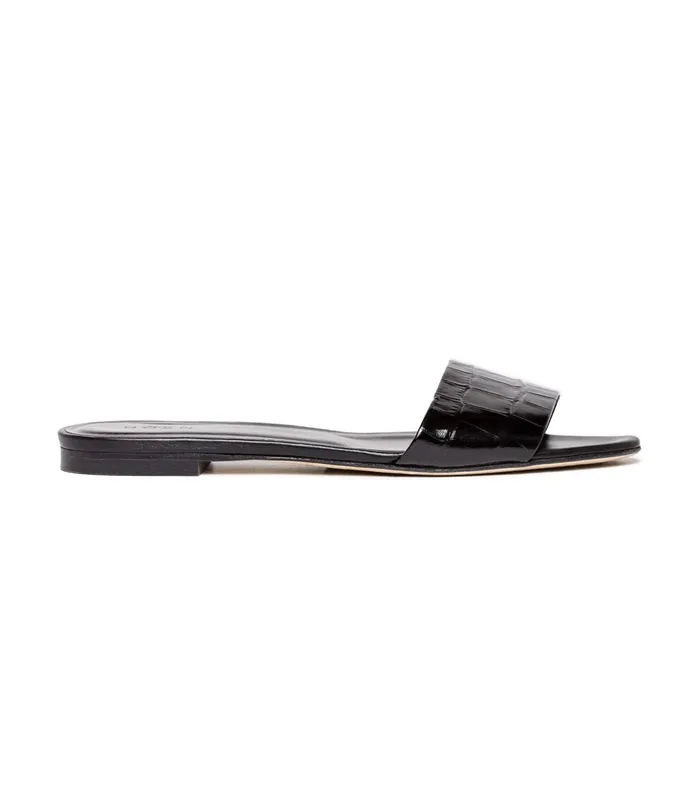 DEN Shoes Women Angelica Sandal Black Faux Croc