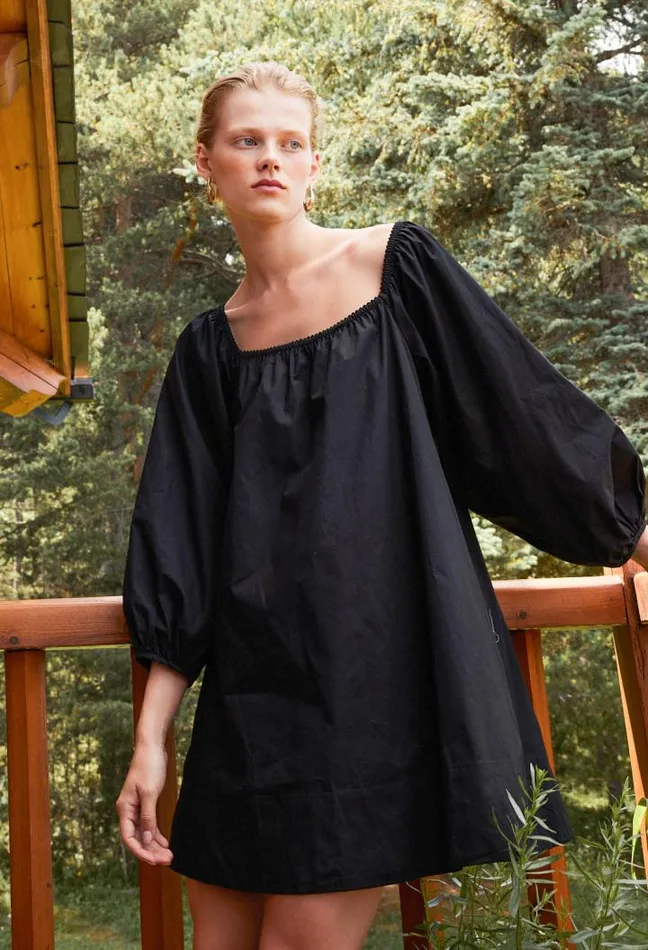 Dali Black Cotton Mini Dress Women Ciao Lucia Mini Dresses