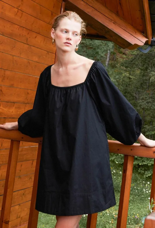Dali Black Cotton Mini Dress Women Ciao Lucia Mini Dresses