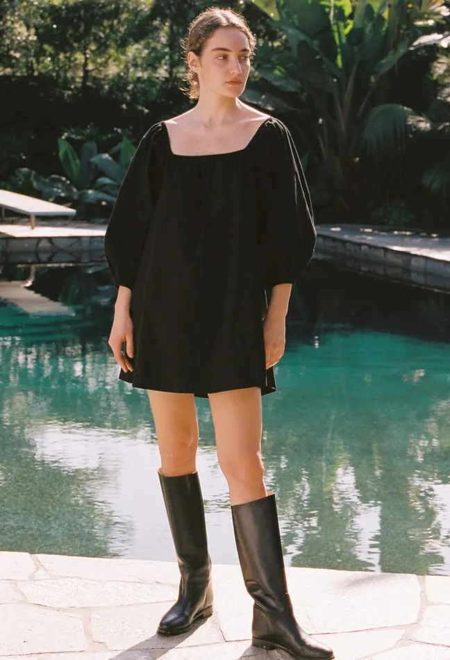 Dali Black Cotton Mini Dress Women Ciao Lucia Mini Dresses