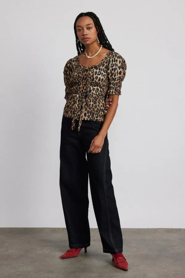 Damson Madder Coords Women Bianca Ruffle Blouse 8211 Leopard