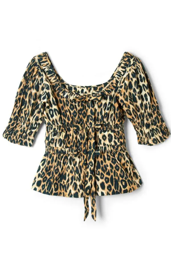 Damson Madder Coords Women Bianca Ruffle Blouse 8211 Leopard