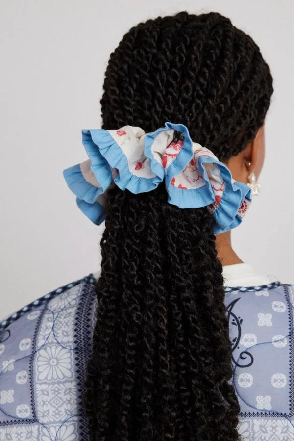 Damson Madder Coords Women Frill Scrunchie In Hanky Heart Print