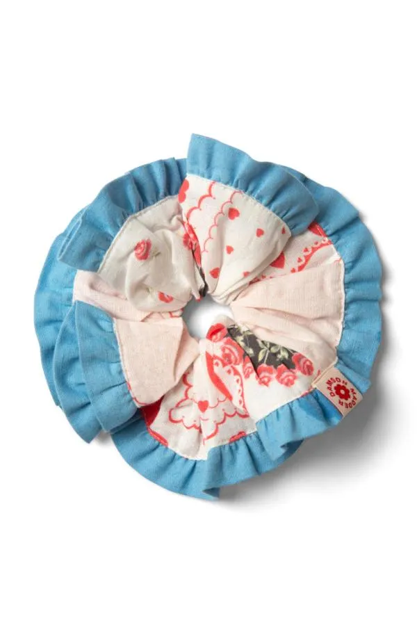 Damson Madder Coords Women Frill Scrunchie In Hanky Heart Print