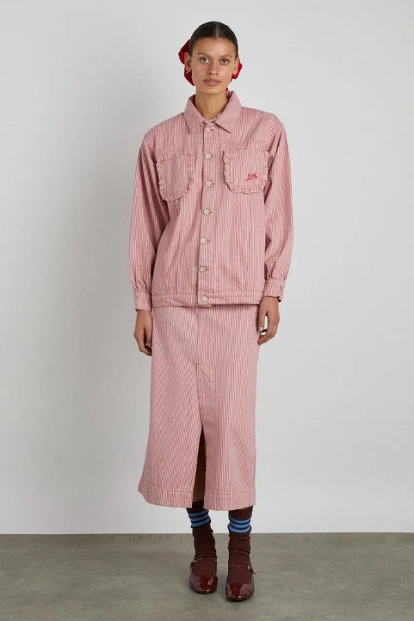 Damson Madder Coords Women Hickory Skirt 8211 Pink Stripe