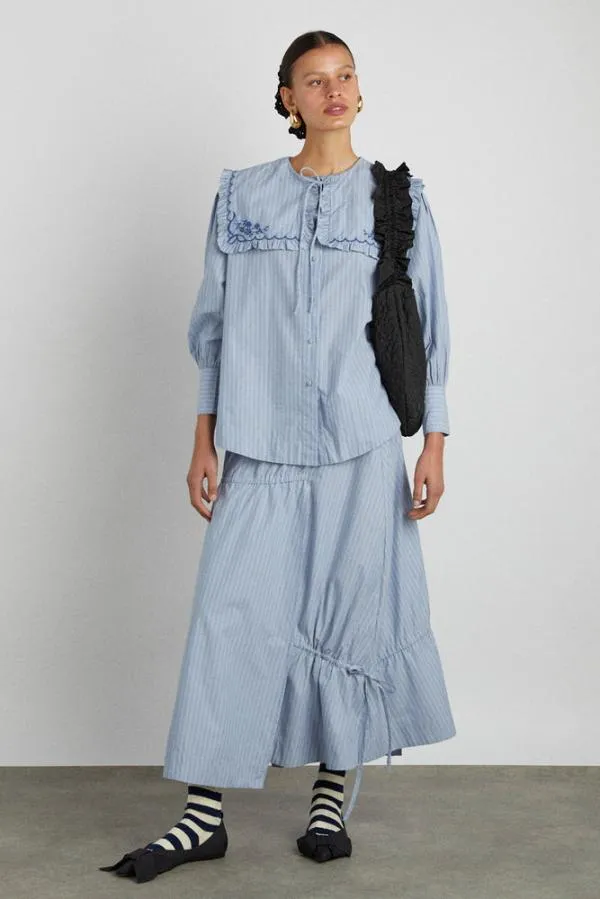 Damson Madder Coords Women Nordine Square Collar Blouse 8211 Blue Stripe