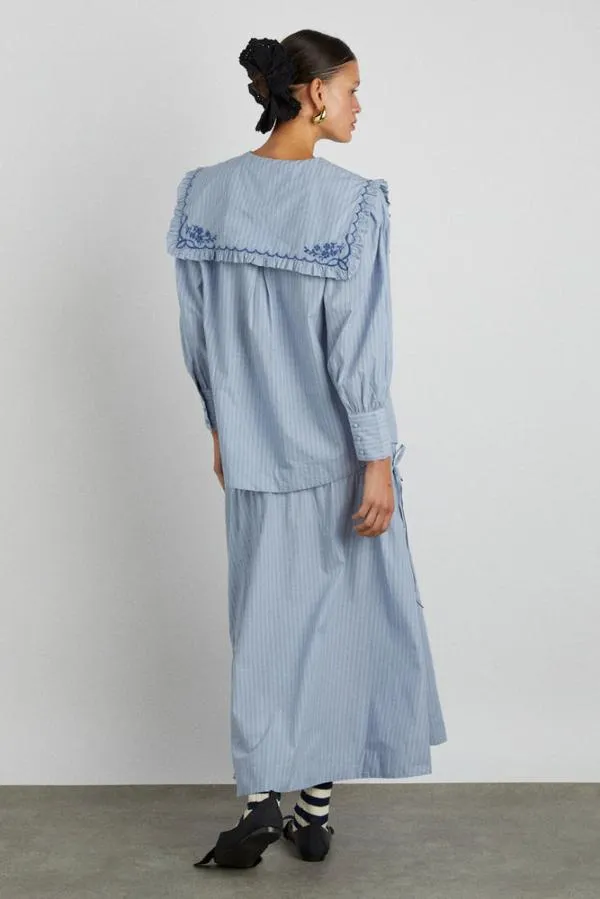 Damson Madder Coords Women Nordine Square Collar Blouse 8211 Blue Stripe