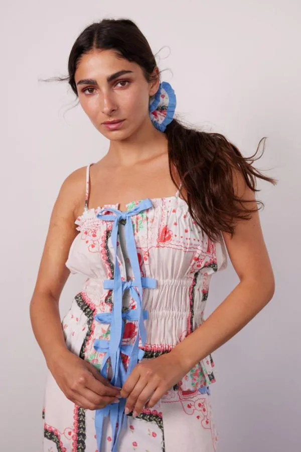 Damson Madder Coords Women Suki Ruched Top 8211 Hanky Hearts Print