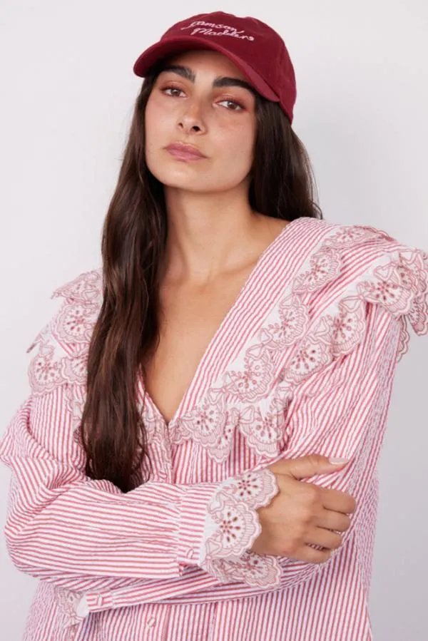 Damson Madder Tops Women Romilda Blouse 8211 Candy Stripe Broderie