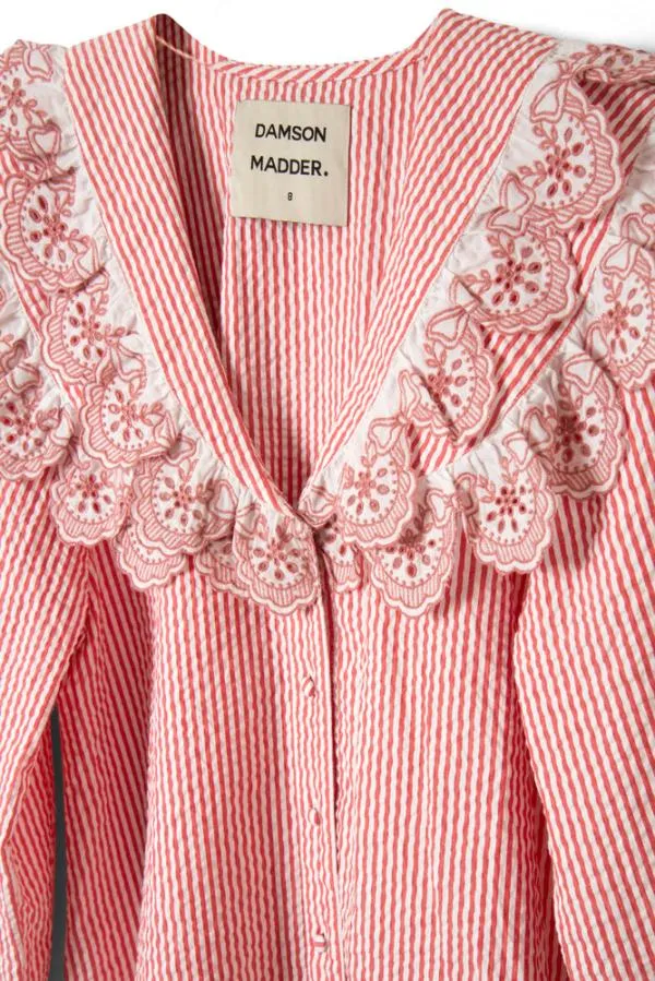 Damson Madder Tops Women Romilda Blouse 8211 Candy Stripe Broderie