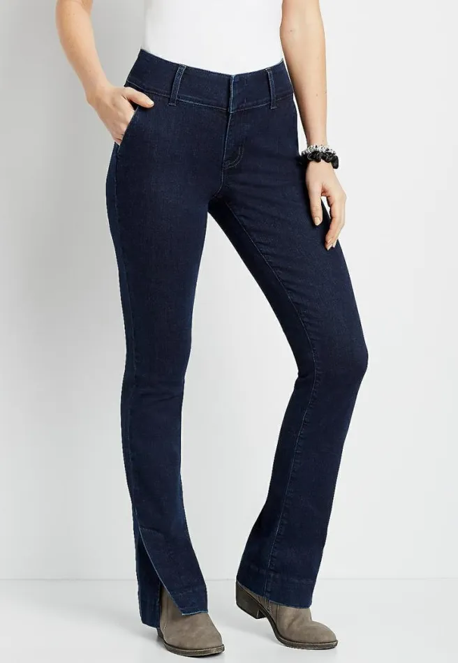 Dark Wide Waistband Trouser Jean Women Maurices Jeans