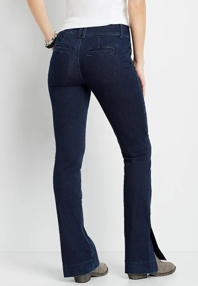 Dark Wide Waistband Trouser Jean Women Maurices Jeans