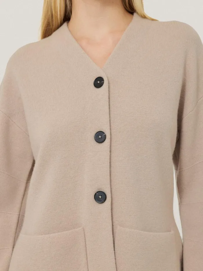 Darted Longline Knit Jacket Cream Women Jigsaw Knitwear and Cashmere