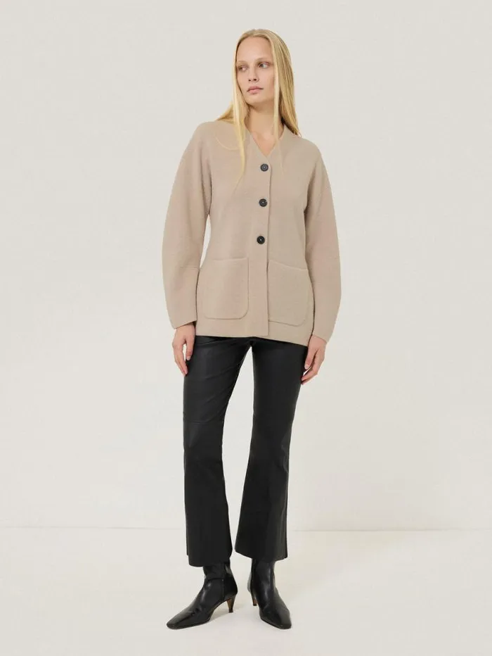Darted Longline Knit Jacket Cream Women Jigsaw Knitwear and Cashmere