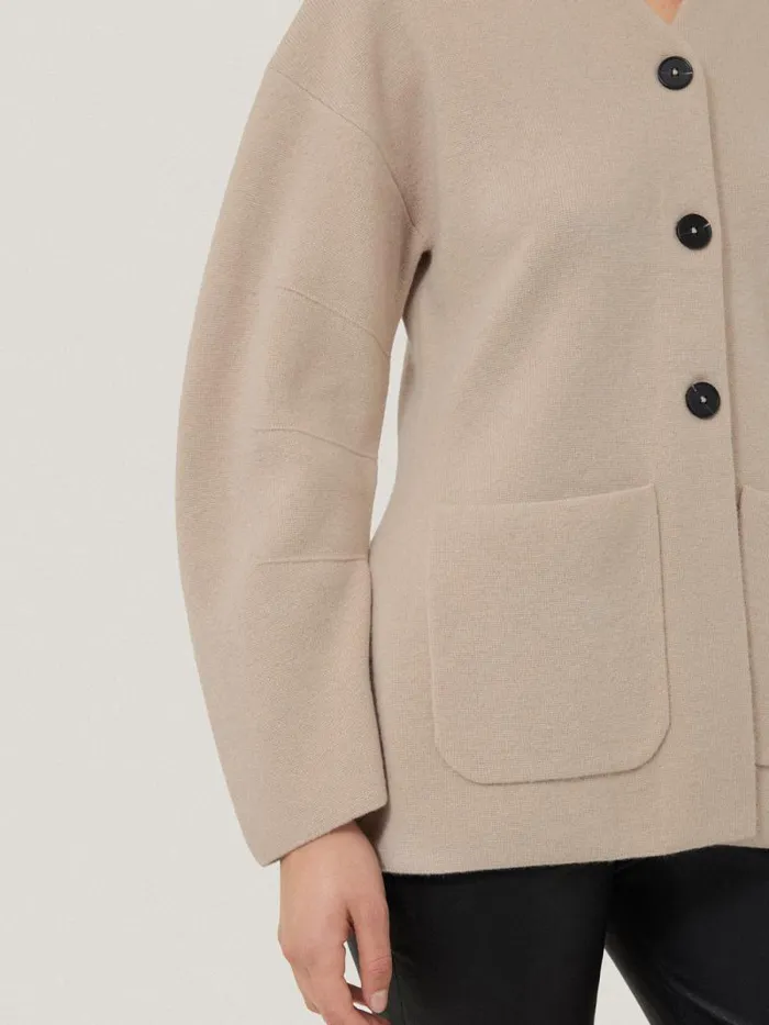 Darted Longline Knit Jacket Cream Women Jigsaw Knitwear and Cashmere