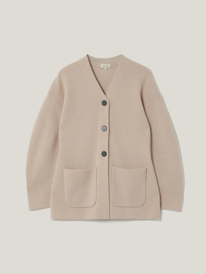 Darted Longline Knit Jacket Cream Women Jigsaw Knitwear and Cashmere