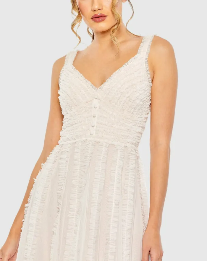 Daytime Dresses Mac Duggal Women Pink Sleeveless Ruffle Tiered Dress Oyster