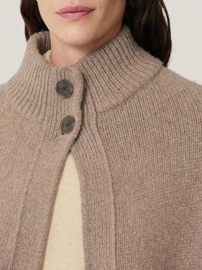 Deconstructed Knitted Cape Taupe Women Jigsaw Knitwear and Cashmere