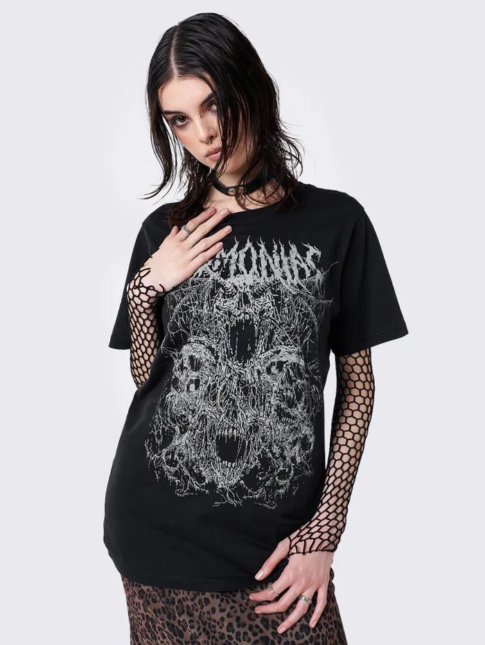 Demoniac Black Graphic Tshirt Women Minga London Tops and TShirts Demoniac Black Graphic Tshirt Women Minga London Tops and TShirts