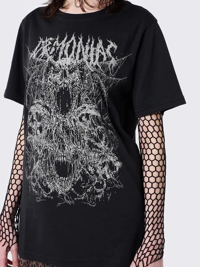 Demoniac Black Graphic Tshirt Women Minga London Tops and TShirts Demoniac Black Graphic Tshirt Women Minga London Tops and TShirts