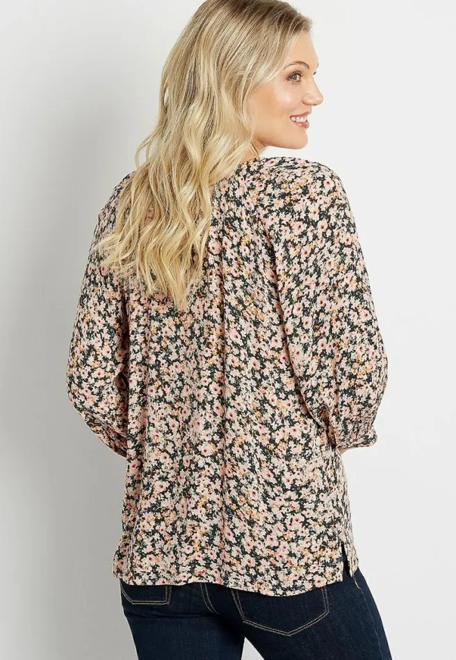 Ditsy Floral 34 Sleeve Peasant Top Women Maurices Tops