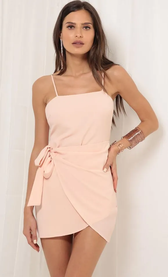 Double Tie Wrap Dress Blush Women LUCY IN THE SKY Mini Dresses