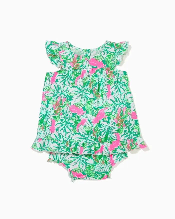 Dresses and Rompers Girls Lilly Pulitzer Cecily Infant Dress Botanical Green Just Wing It