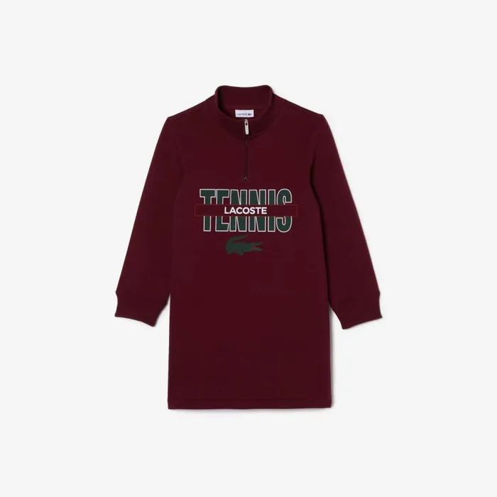 Dresses and Skirts Kids Lacoste Kids039 Cotton Printed Sweatshirt Dress Bordeaux Yup