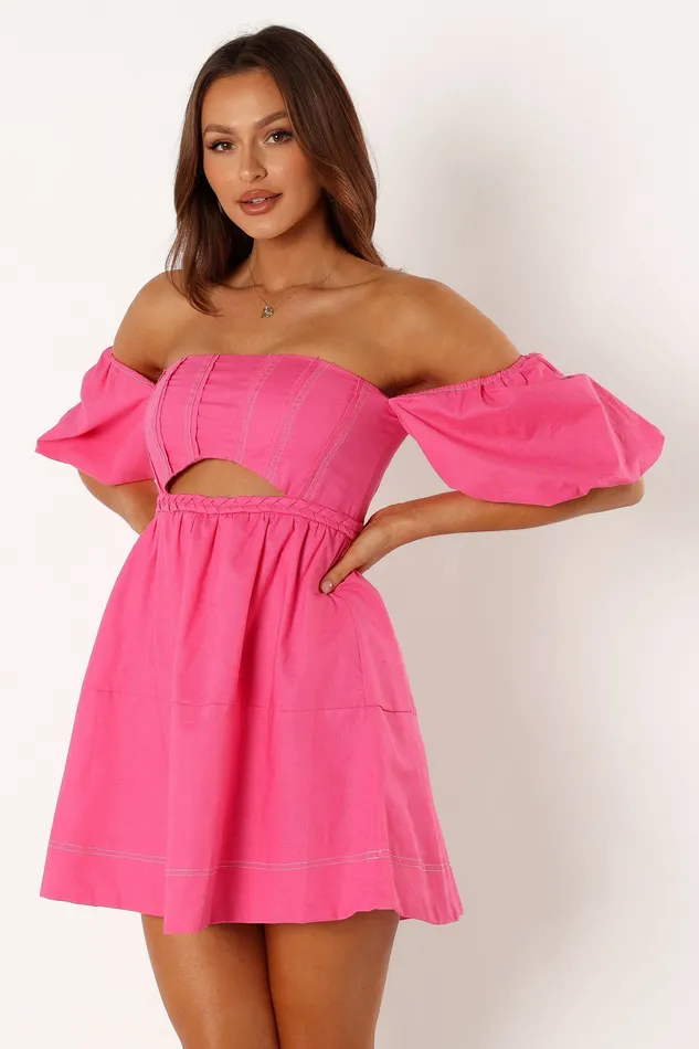 Dresses Aurora Off Shoulder Mini Dress 8211 Pink Pink petalandpup Women