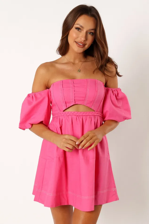 Dresses Aurora Off Shoulder Mini Dress 8211 Pink Pink petalandpup Women