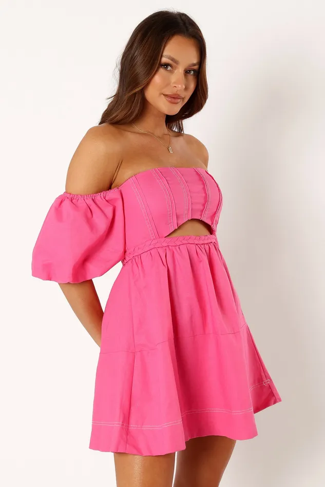 Dresses Aurora Off Shoulder Mini Dress 8211 Pink Pink petalandpup Women