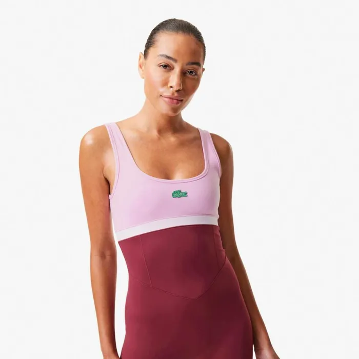 Dresses Women Lacoste Women039s Lacoste X Bandier All Motion ScoopNeck Bodysuit Bordeaux Yup
