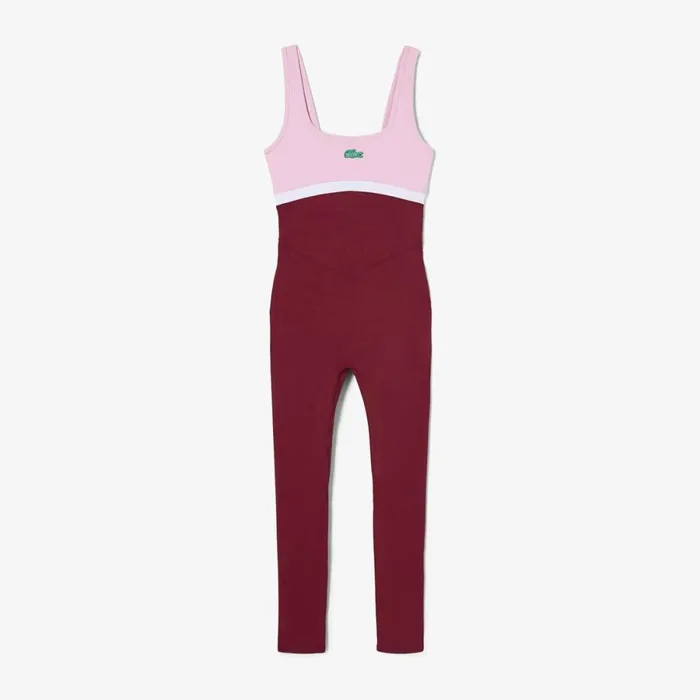 Dresses Women Lacoste Women039s Lacoste X Bandier All Motion ScoopNeck Bodysuit Bordeaux Yup