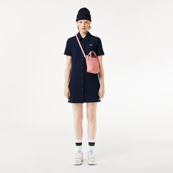 Dresses Women Lacoste Womens Organic Cotton Polo Dress Navy Blue 166