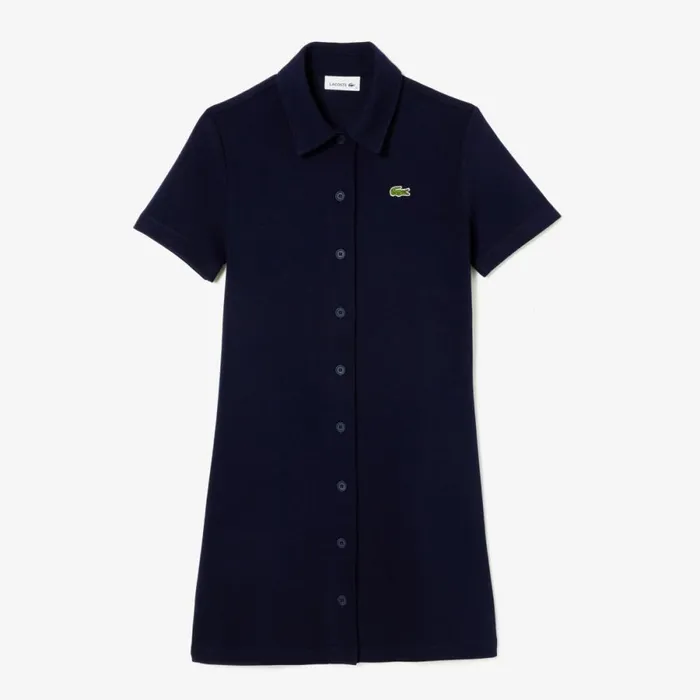 Dresses Women Lacoste Womens Organic Cotton Polo Dress Navy Blue 166