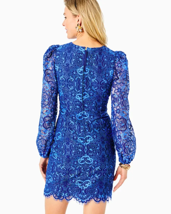 Dresses Women Lilly Pulitzer Georgi Lace Dress Boca Blue Two Tone Carnival Lace