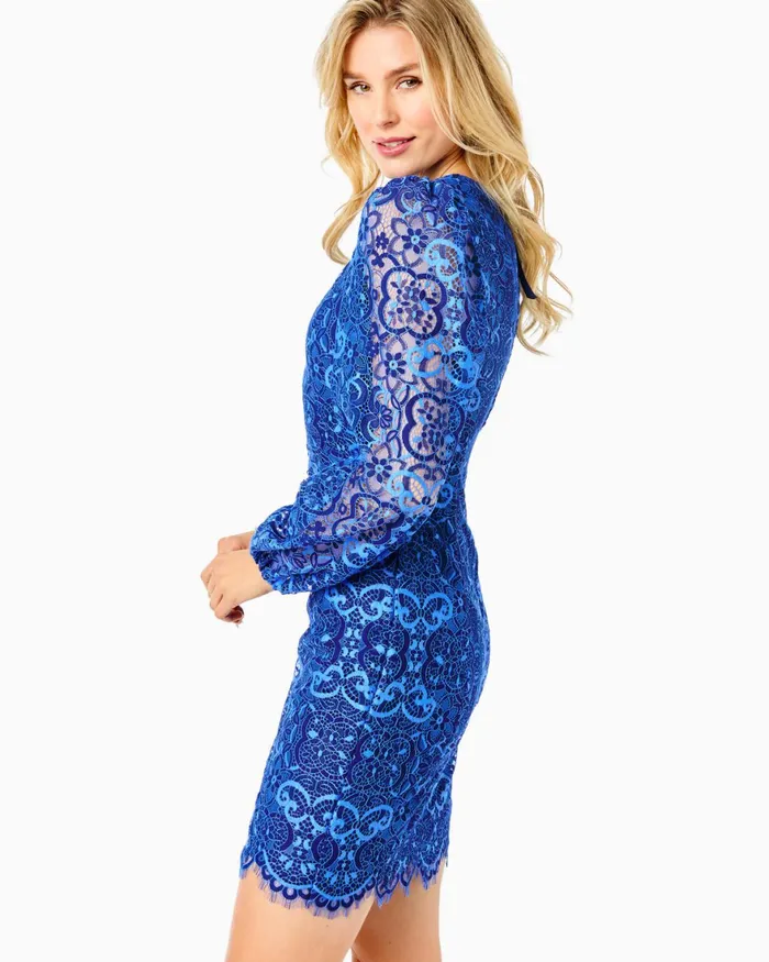 Dresses Women Lilly Pulitzer Georgi Lace Dress Boca Blue Two Tone Carnival Lace