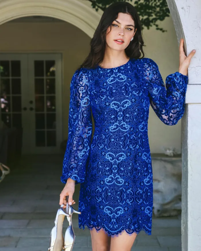 Dresses Women Lilly Pulitzer Georgi Lace Dress Boca Blue Two Tone Carnival Lace