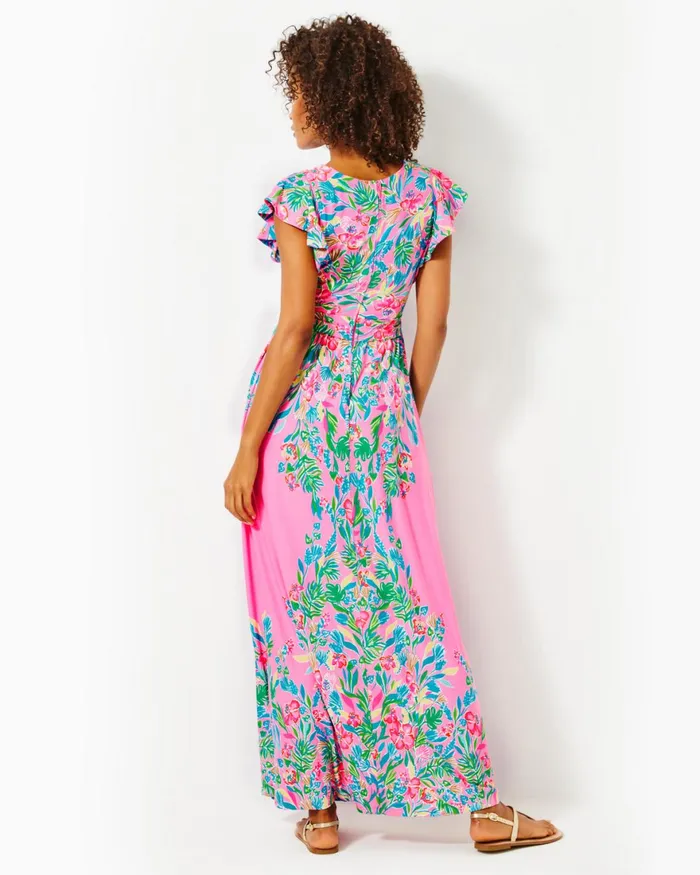 Dresses Women Lilly Pulitzer Mirasol Maxi Dress Breakwater Blue Shells N Bells Engineered Knit Dress