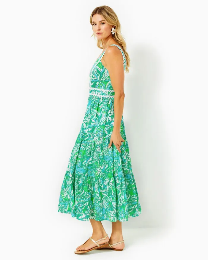 Dresses Women Lilly Pulitzer Mirasol Maxi Dress Breakwater Blue Shells N Bells Engineered Knit Dress