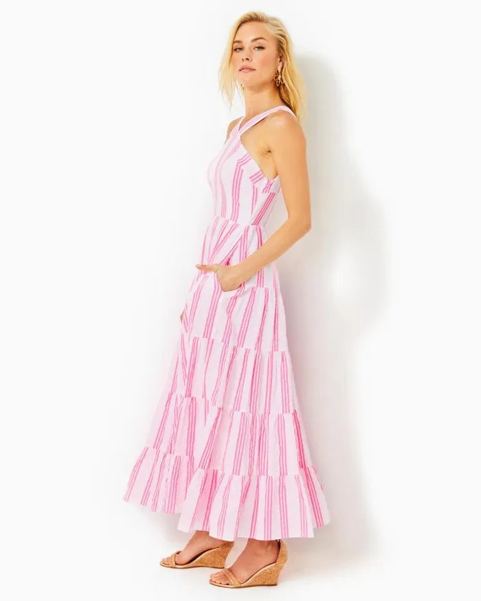 Dresses Women Lilly Pulitzer Mirasol Maxi Dress Breakwater Blue Shells N Bells Engineered Knit Dress
