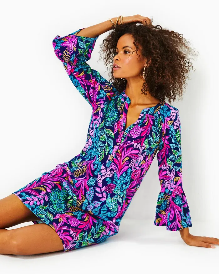 Dresses Women Lilly Pulitzer Norris Dress Aegean Navy Calypso Coast