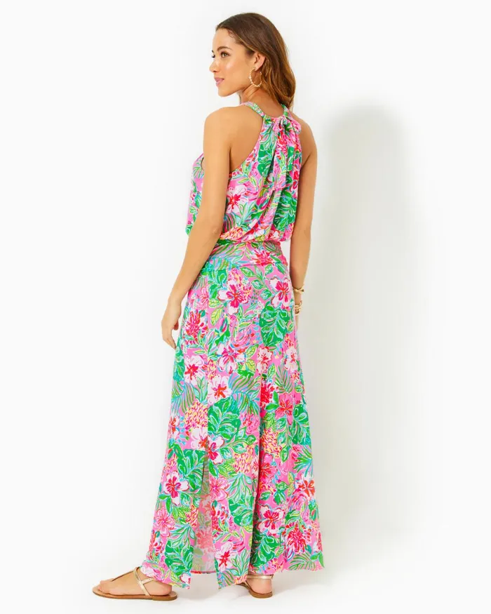 Dresses Women Lilly Pulitzer Shawnlee Elbow Sleeve OffTheShoulder Cotton Midi Dress Alba Blue