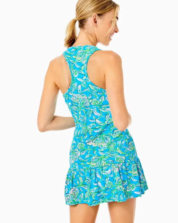 Dresses Women Lilly Pulitzer UPF 50 Luxletic Mixed Doubles Dress Cumulus Blue Chick Magnet
