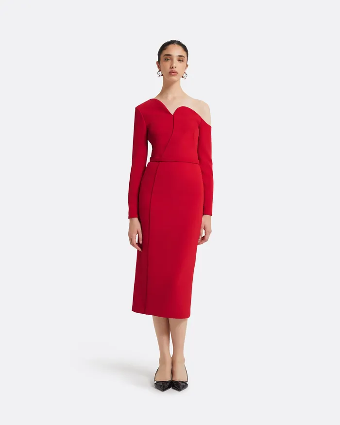Dresses Women Safiyaa Giulia Dazzling Red Midi Dress Dazzling Red