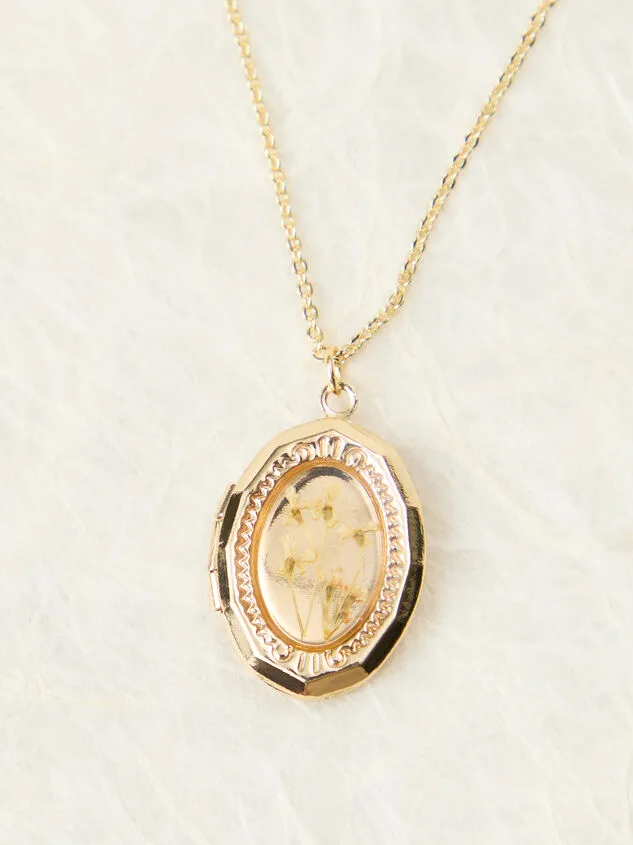 Dried Flower Locket Necklace Gold Women Altar039d State Necklaces